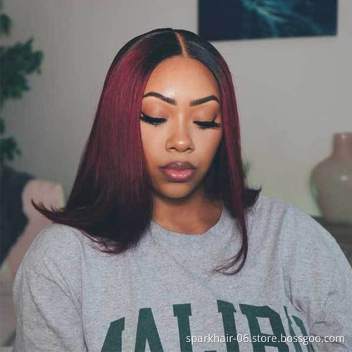 Factory Outlet Brazilian Human Hair Straight 3 Bundles Dark Roots Ombre T1B/99J Burgundy Virgin Hair Extensions Silky Straight